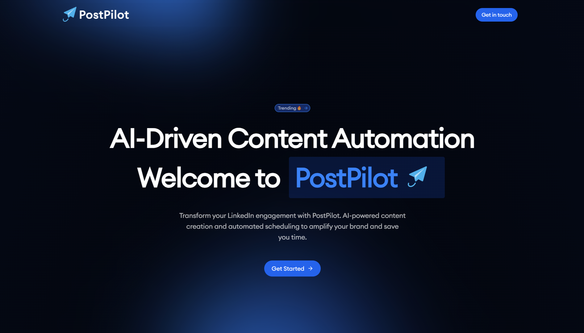 Post Pilot interface, view 1