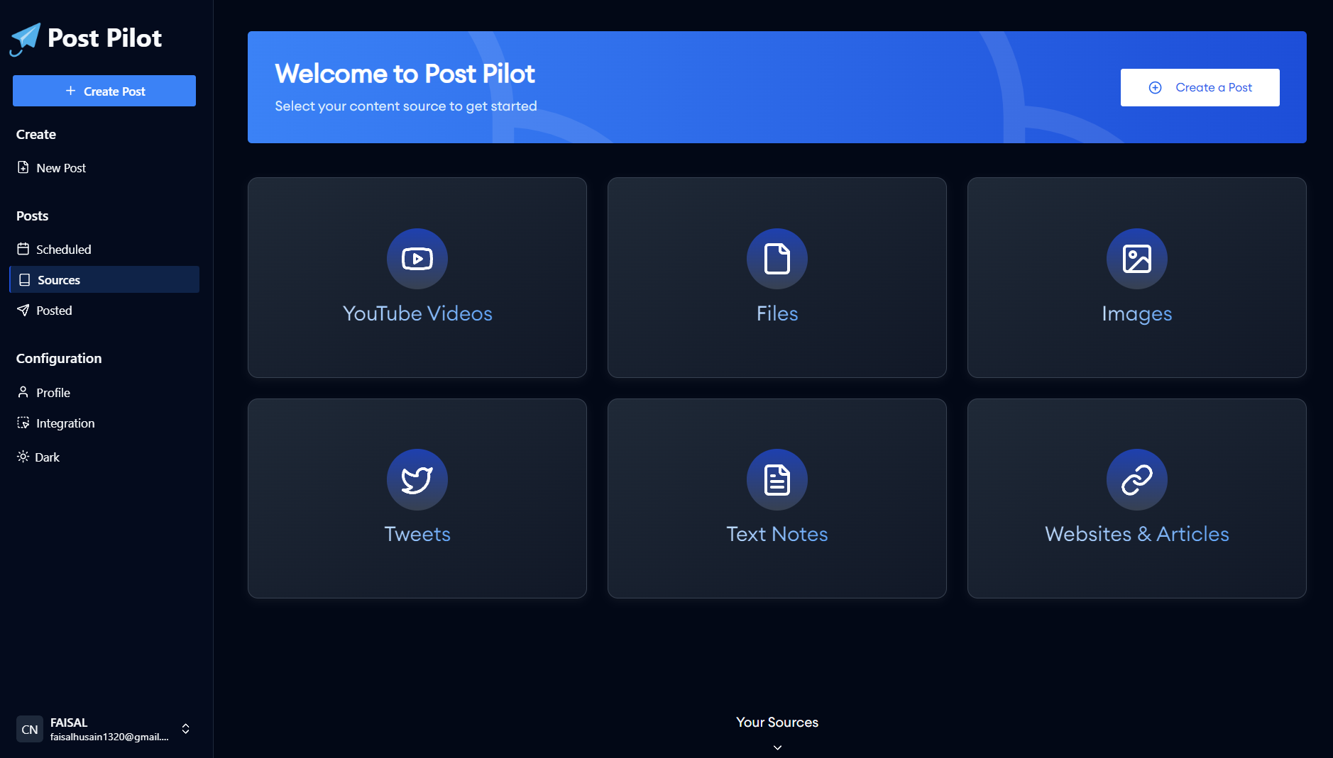 Post Pilot interface, view 3