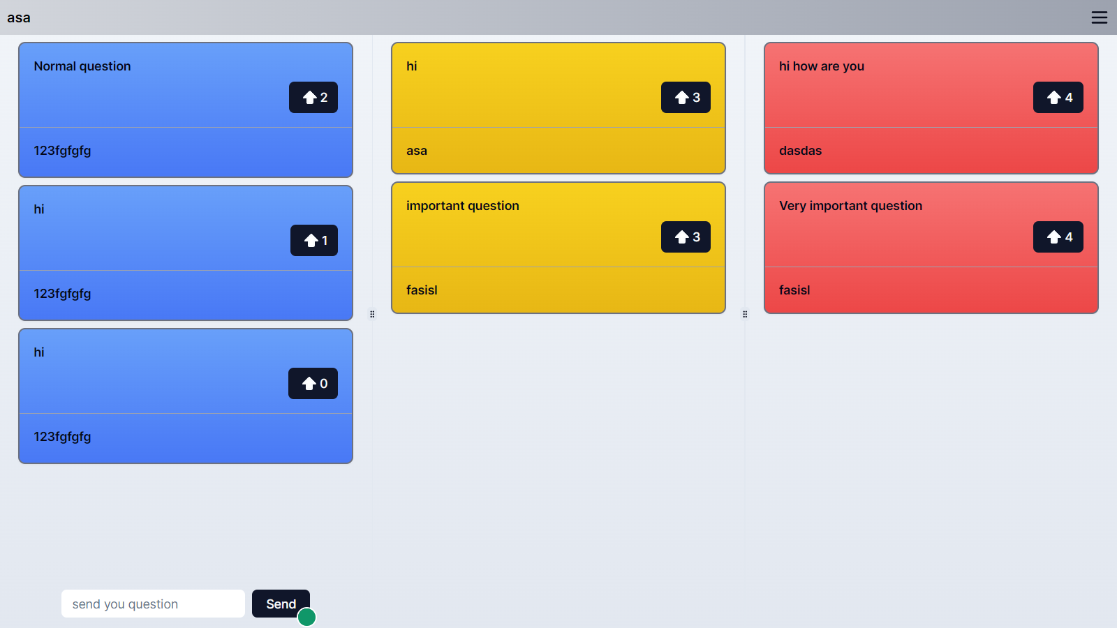 TopAsk interface, view 2