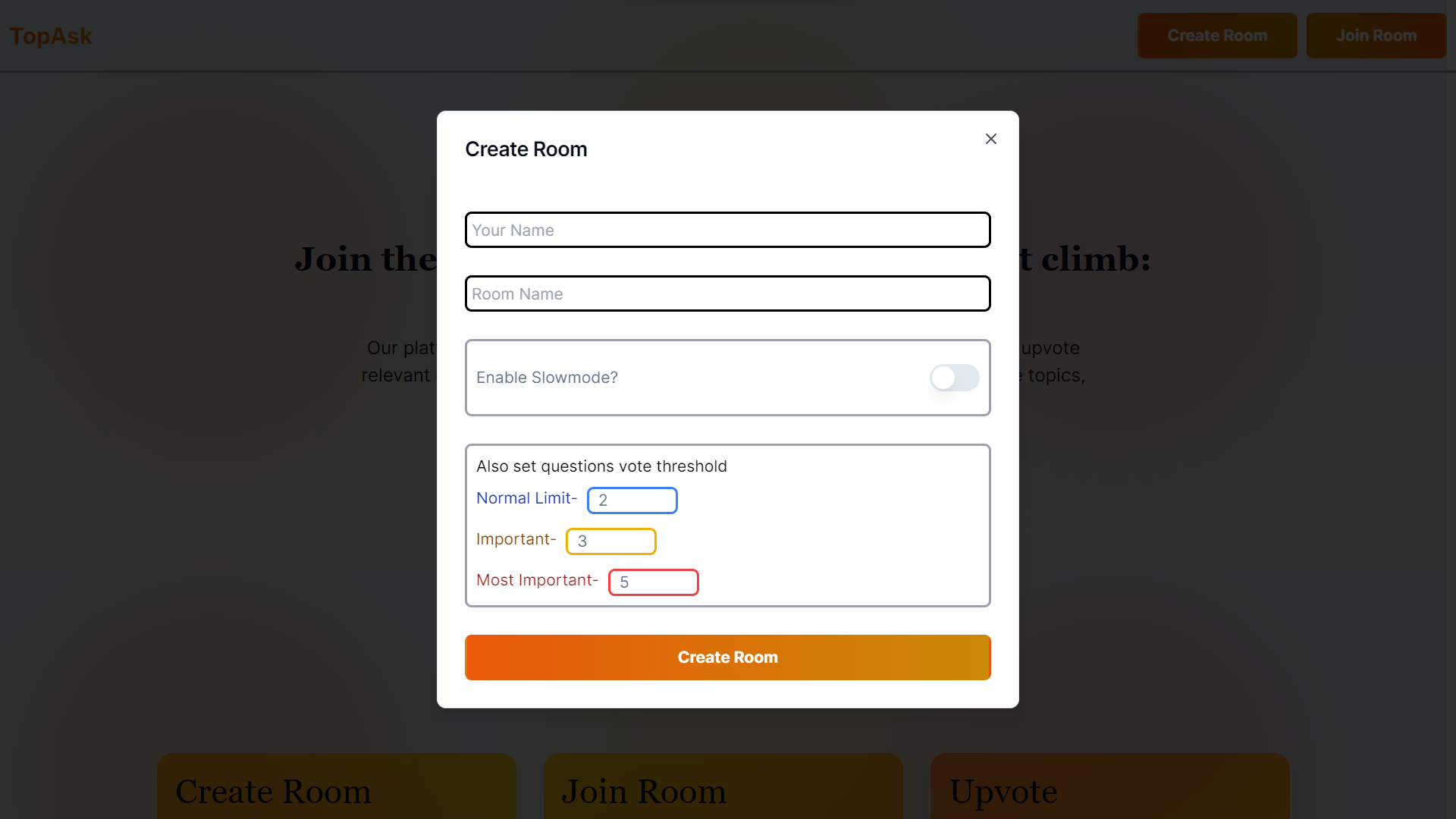 TopAsk interface, view 3