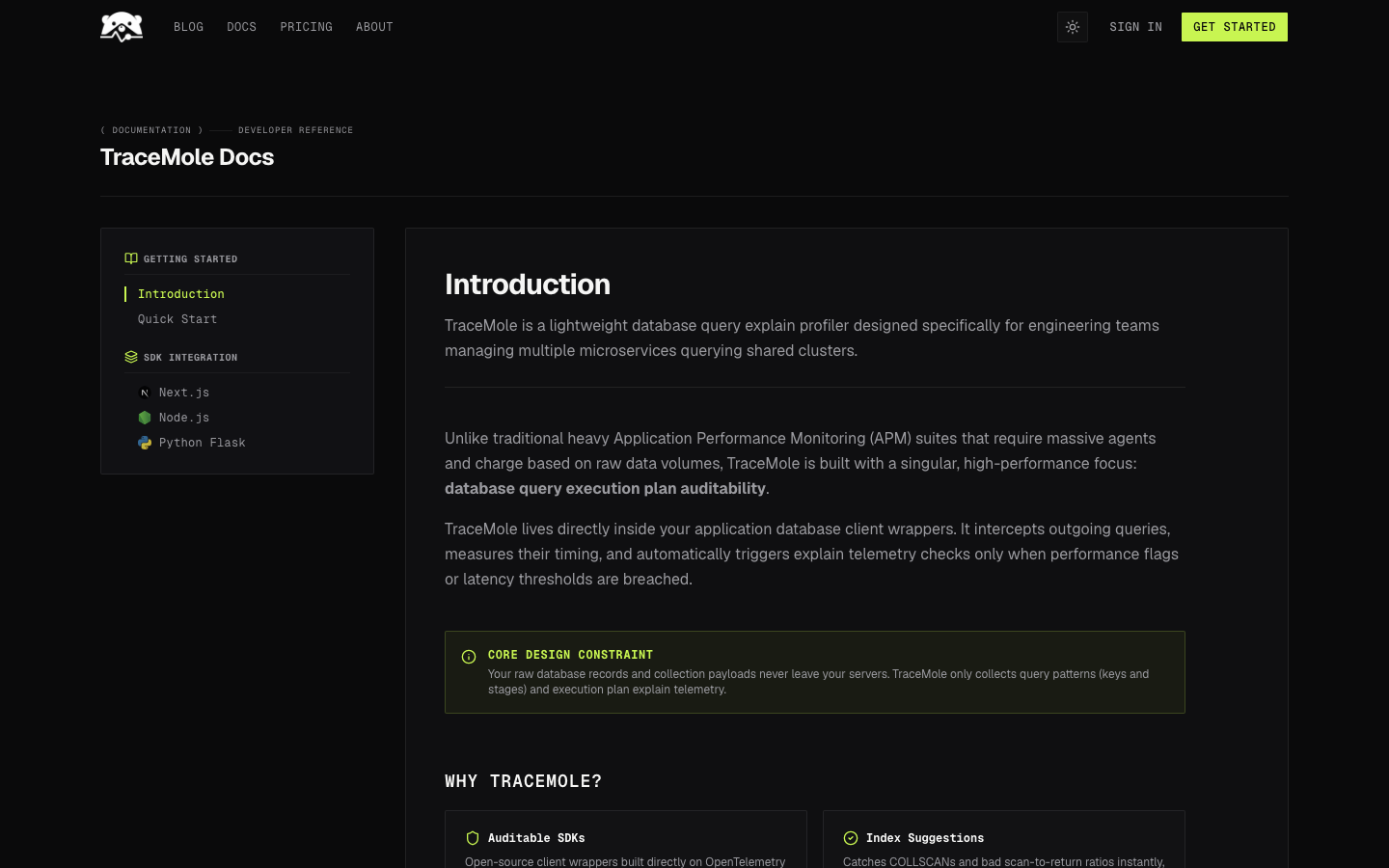 TraceMole interface, view 2